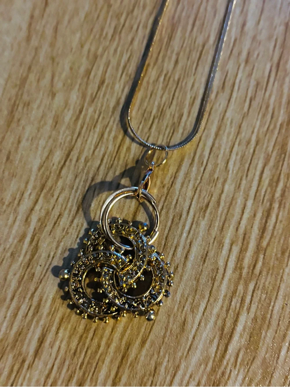 Gold Filigree Circle Pendant Necklace